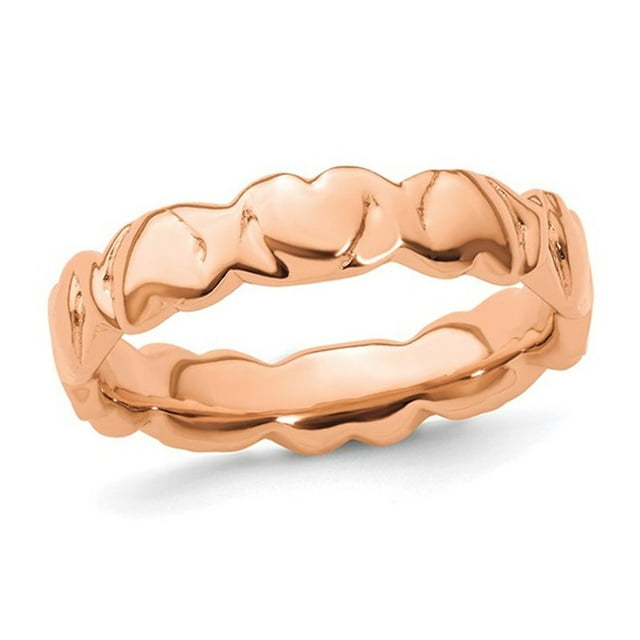 Bague Alliance en Argent Sterling Plaqué Rose avec Cœurs