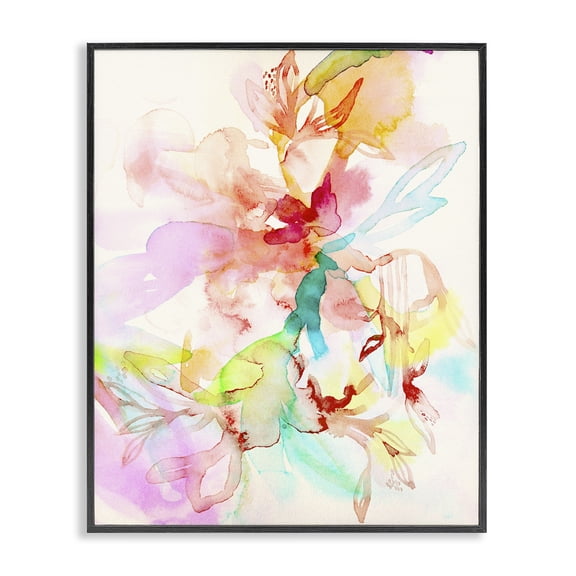 Stupell Industries Abstract Watercolor Island Flowers Abstract Painting Black Framed Art Print Wall Art, 11 x 14