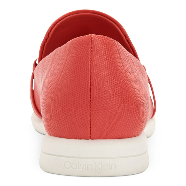 CALVIN KLEIN Womens Red Signature Chain Link Cushioned Logo Banda Round Toe Slip On Loafers Shoes 5.5 M Walmart