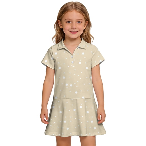 Girls Short Sleeve Polos Dress with Pockets Back to School Uniform Summer Casual Flowy Dresses