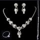 thumbnail image 1 of Juego de collar y pendientes de plata para novia, conjunto de joyería de boda de cristal, gargantilla con diamantes de imitación para mujeres y niñas (juego de 4) ER, 1 of 3