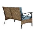 thumbnail image 3 of Aminy 4 Piece Patio Rattan Furniture Set, Outdoor Conversation Set with Leisure Chair and Corner Sofa, Dark Blue, 3 of 9