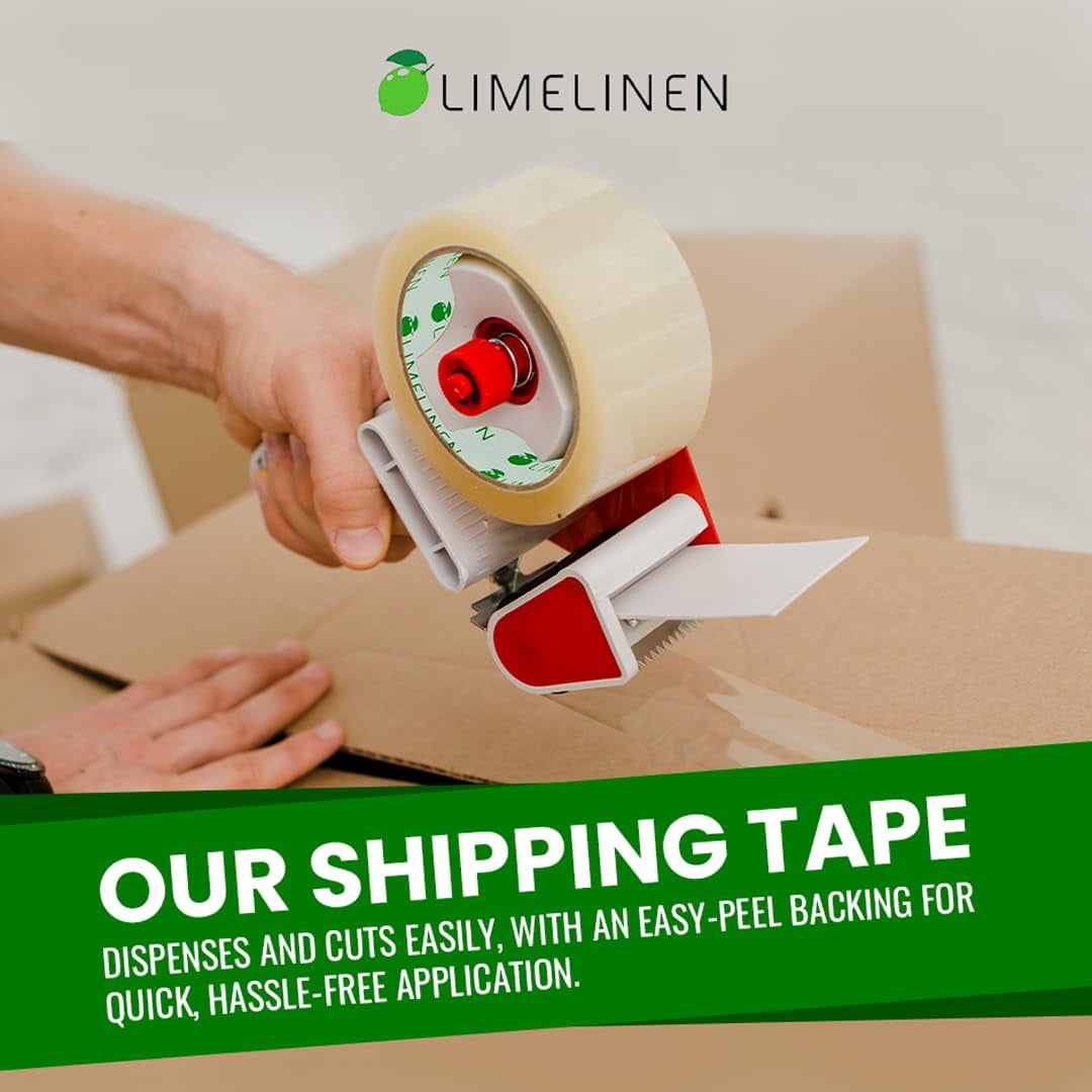 LIMELINEN Packing Tape for Moving, Packaging, Shipping - Clear - Heavy Duty Sealing Adhesive - 1.8 inch Wide, 2.7mil Thick, 65 Yards x 72 Rolls (4,680 Total Yards)
