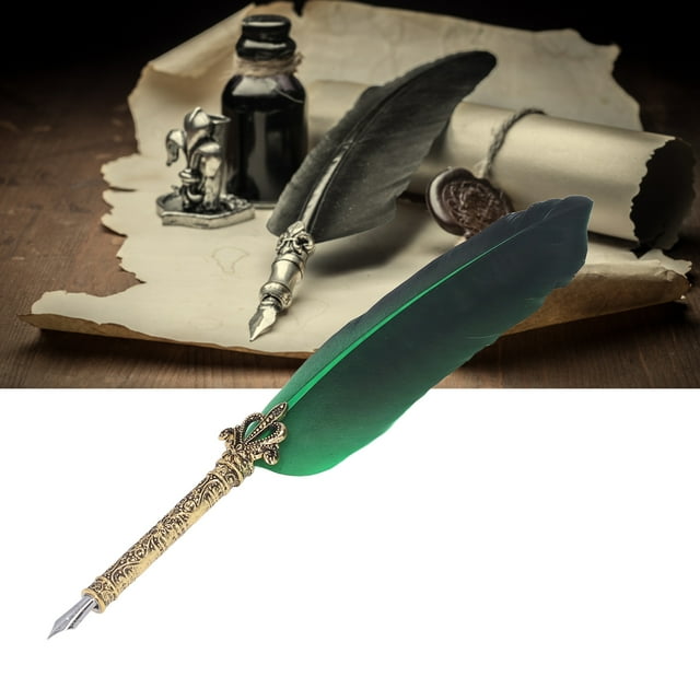 Retro Quill Pen Ink Set, Antique Calligraphy Dip Pen Feather Pen With Nibs Pen Holder Empty Ink Bottle For Beginner Enthusiast