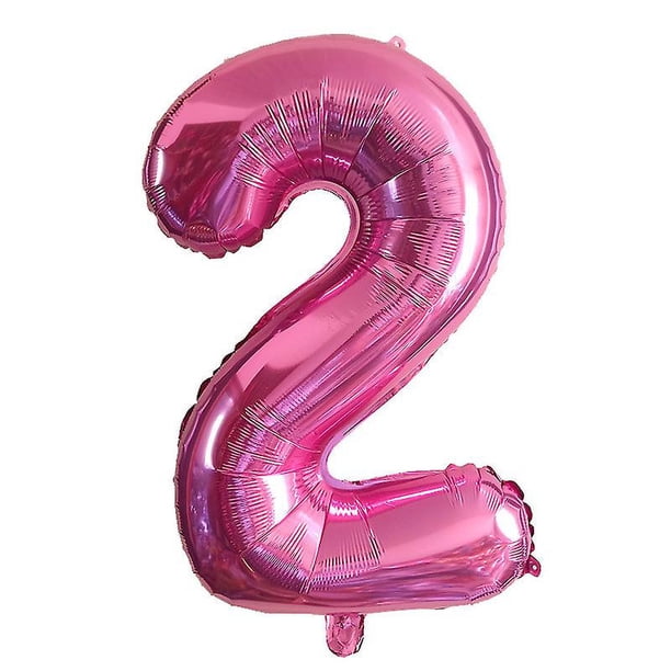Globos rosas 1, globos de aluminio de 32 pulgadas para decoración de fiestas, suministros de globos digitales de helio Mylar (rosa número 2)