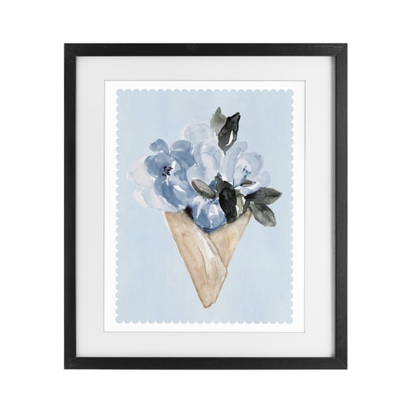 Stupell Industries Blue Flower Gift Bouquet Black Framed Print Under Glass, design by Elizabeth Medley