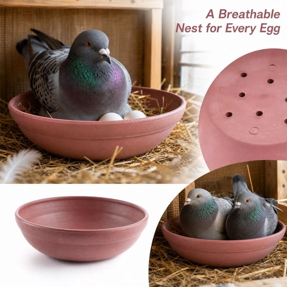 Round Bird Breeding Nest Bowl Plastic Egg Laying Box with Ventilation Holes for Pigeons Parrots Finches Bird Cage Nesting Accessories