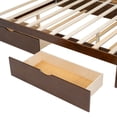 thumbnail image 5 of Wood Queen Bed Frame with Trundle and 2 Drawers, Platform Bed with Rattan Headboard, No Box Spring Needed, Walnut, 5 of 9