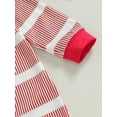 thumbnail image 6 of Wassery Baby Girls Christmas Clothes Infant Girls Footies Onesie Long Sleeve Stripe Santa Claus Print Jumpsuits Toddler Fall Romper Bodysuits with Headband 0-12 Months, 6 of 8