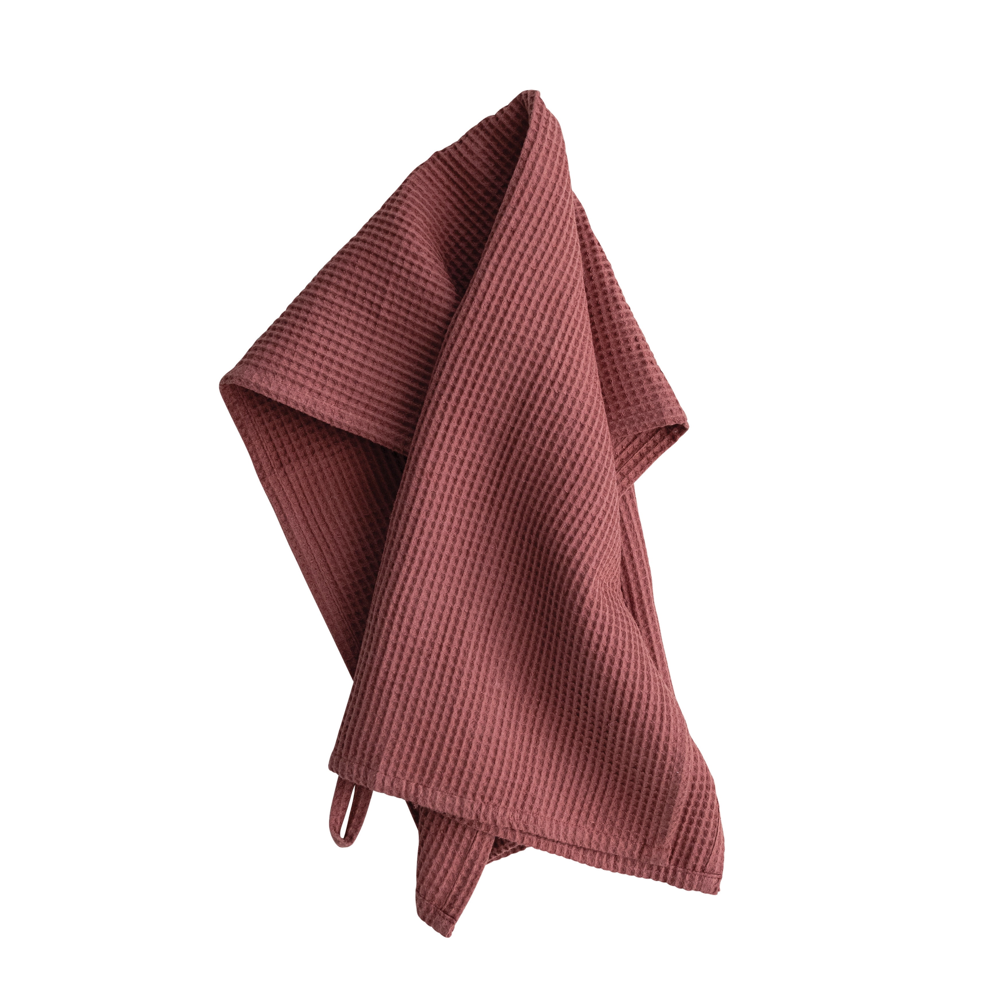 Creative Co-Op Oversized Woven Linen and Cotton Waffle Decorative Tea Towel with Loop for Dining and Kitchen, Berry Color
