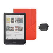 Kobo Clara Colour eReader with Case Bundle (Cayenne Red SleepCover, Case + AC Bundle)