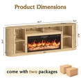 thumbnail image 2 of Blotout 86" Fireplace TV Stand for TVs Up to 95" with 40" Electric Fireplace, Mid-Century Entertainment Center with Power Outlet & Sliding Doors, Curved Reeded Media Console Cabinet, Oak, 2 of 12