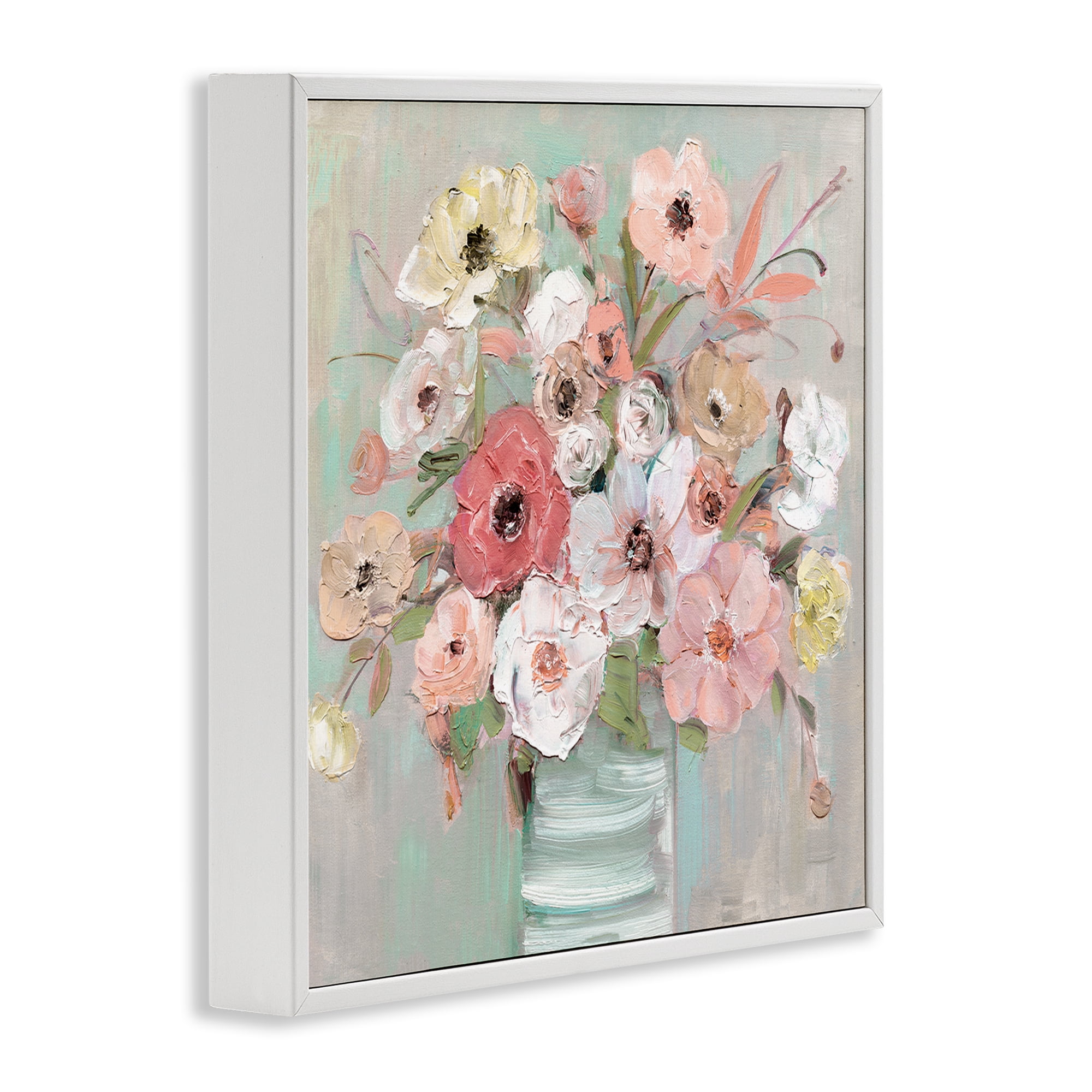Stupell Industries Pastel Garden Peony Bouquet White Framed Giclee Art, design by Sally Swatland
