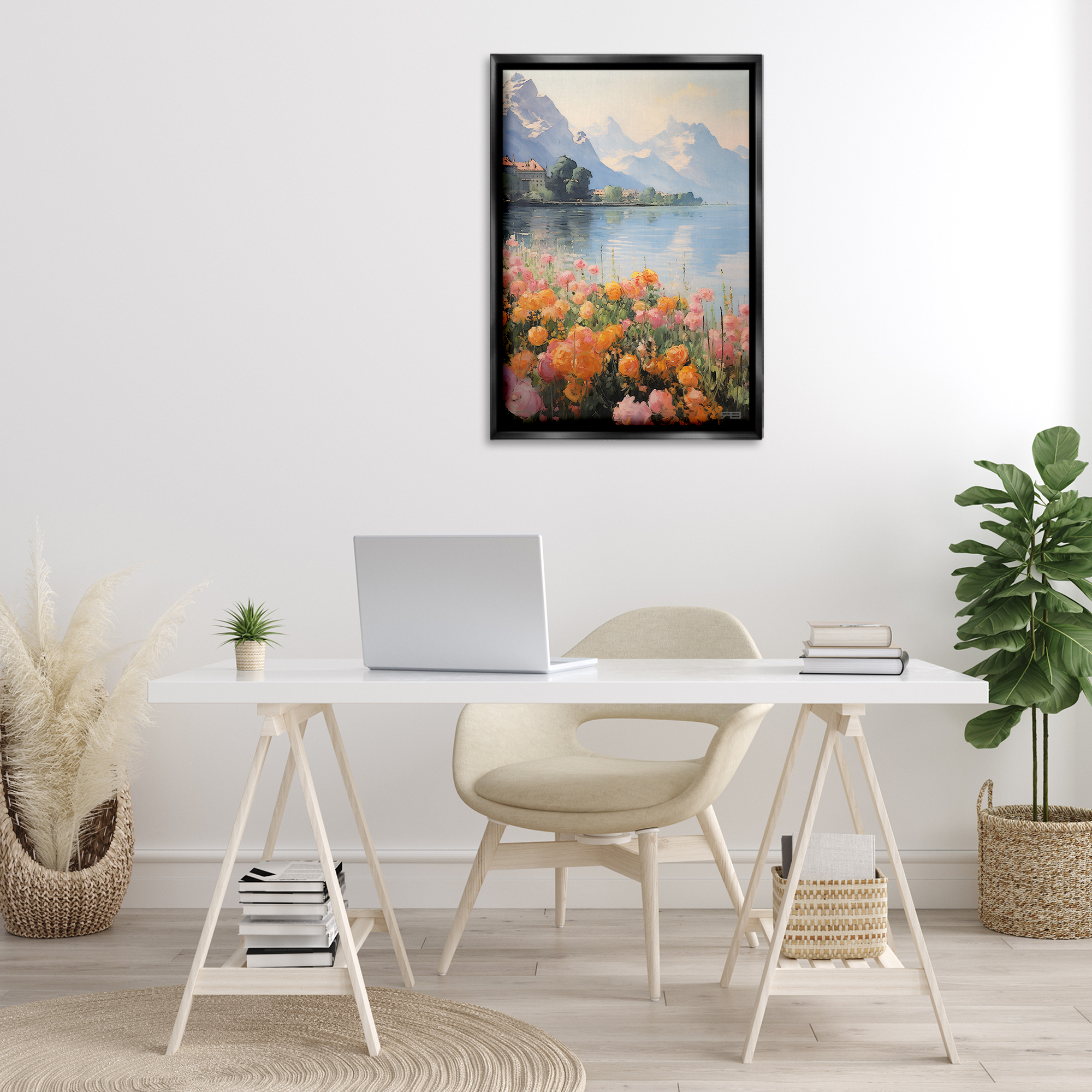 Stupell Industries Mountain Meadow Outskirts Landscape Painting Black Floater Framed Art Print Wall Art, 21 x 31