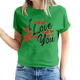 thumbnail image 2 of Fesfesfes Women Tees Women's Valentine's Day Love Printed Short Sleeved T-shirt Top Short Sleeved Round Neck Top/Shirt Workout T Shirts for Women S(US:4), 2 of 6