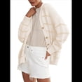 thumbnail image 2 of Suéter Cárdigan Extragrande para Mujer, 100% Algodón, Moda de Otoño 2025, Cuello en V, Tejido con Botones Delanteros, Tops Casuales de Moda Beige S, 2 of 6