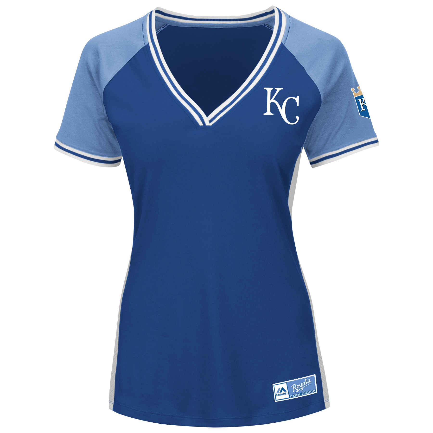 Kansas City Royals Majestic Women's Plus Size League Diva Cool Base V-Neck T-Shirt Royal by Profile