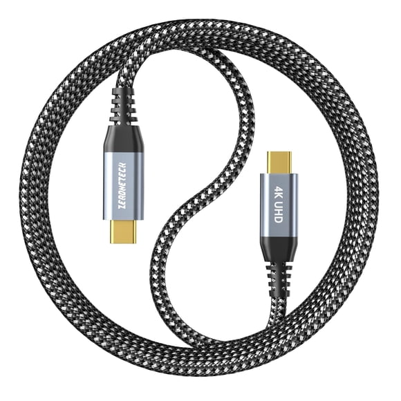 Cable USB-C ZeroneTeck de 3 pies, 20 Gbps, 4K, 100 W, carga rápida