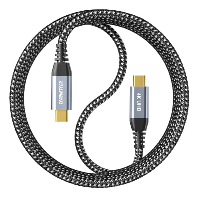 Cable USB-C ZeroneTeck de 3 pies, 20 Gbps, 4K, 100 W, carga rápida