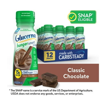 Glucerna Hunger Smart Diabetic Protein Shake, Classic Chocolate, 10-fl-oz Bottle, 12 Count
