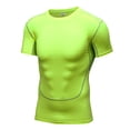 thumbnail image 4 of Manyakai Men's Rash Guard Short Sleeves UPF 50+ UV Sun Protection Quick Drying Compression Swim Fluorescent Green XXL, 4 of 5