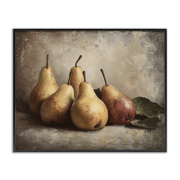 Stupell Industries French Country Neutral Pear Still Life Black Framed Giclee Art, 14 x 11, by Franklyn Gregory