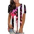thumbnail image 2 of Patlollav Women Clothes,Clearance Womens Independence Day Summer Round-Neck T-Shirt Print Short Sleeve Tops, 2 of 5