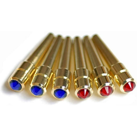 WE Games Brass Cribbage Pegs - Swarovski Crystals - Set of 6 - Red & Blue