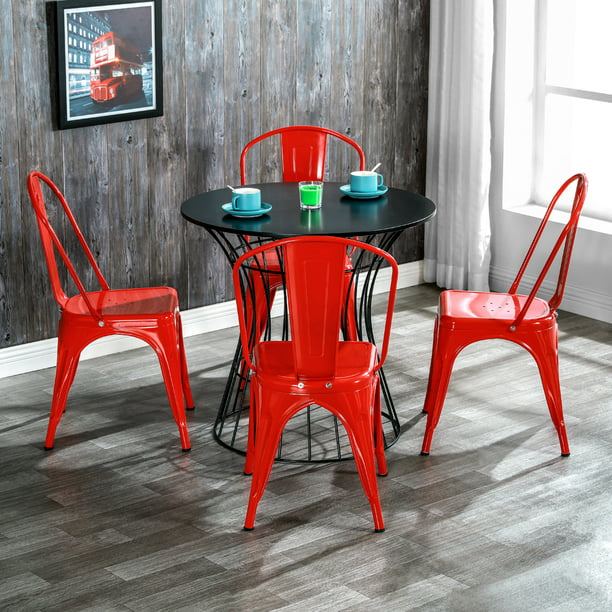 Topcobe Industrial Metal Dining Chair, Industrial Style Outdoor Dining Chairs