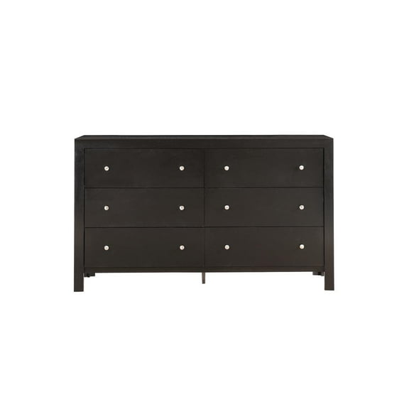 Passion Furniture Burlington 6-Drawer Black Double Dresser (34 in. X 17 in. X 58 in.)