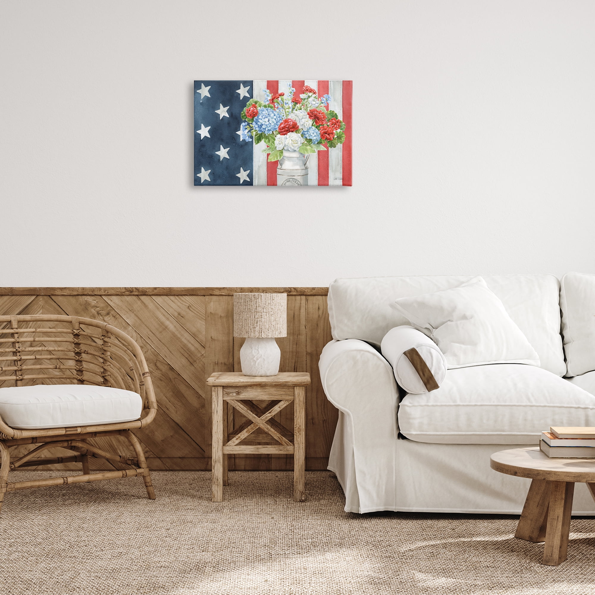 Stupell Industries American Flag Bouquet Patriotic Painting Wrapped Canvas Art Print Wall Art, 24 x 16