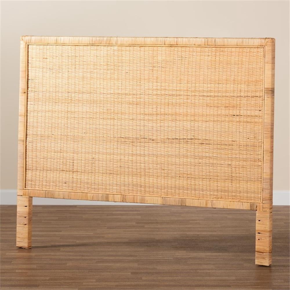 Baxton Studio Adelyn Rattan & Wood Queen Size Headboard in Brown