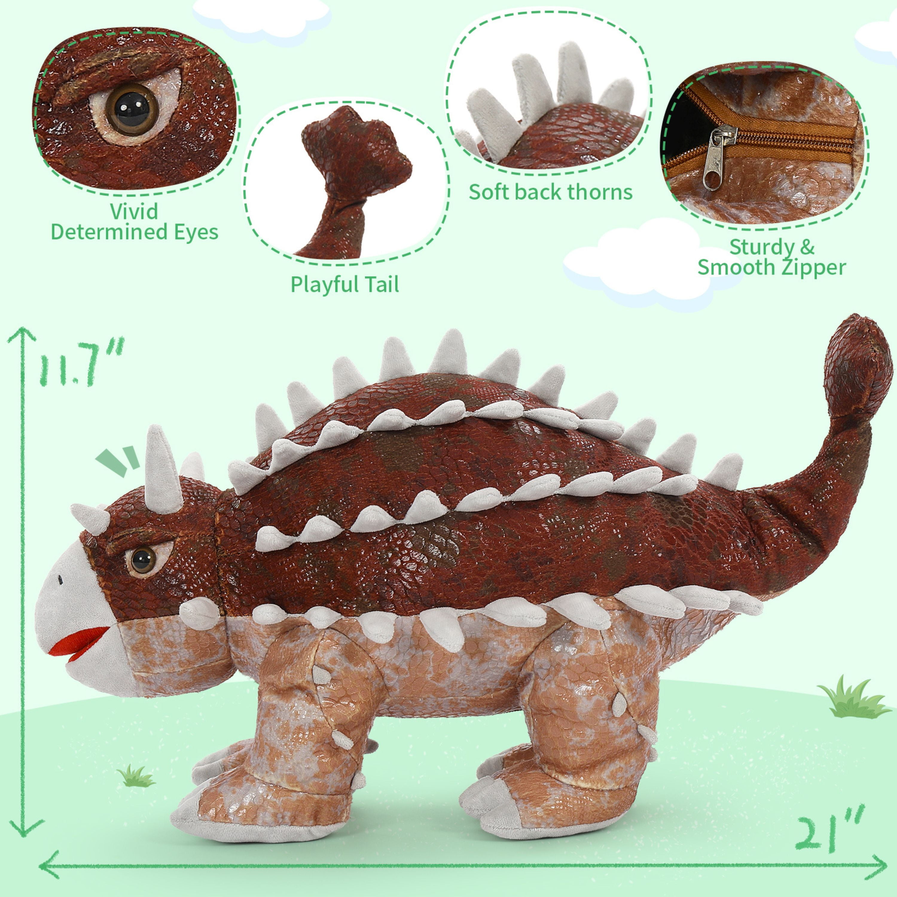 Tezituor 5Pcs Realistic Dinosaur Stuffed Animals Giant 21.6" Ankylosaurus Plush with 4 Babies Plush Toy