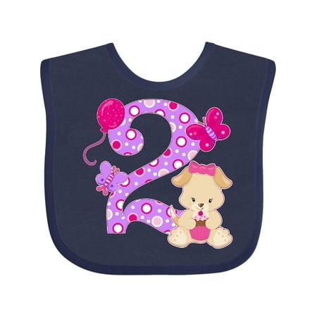 

Inktastic Second Birthday with Cute Puppy and Butterflies Gift Baby Boy or Baby Girl Bib