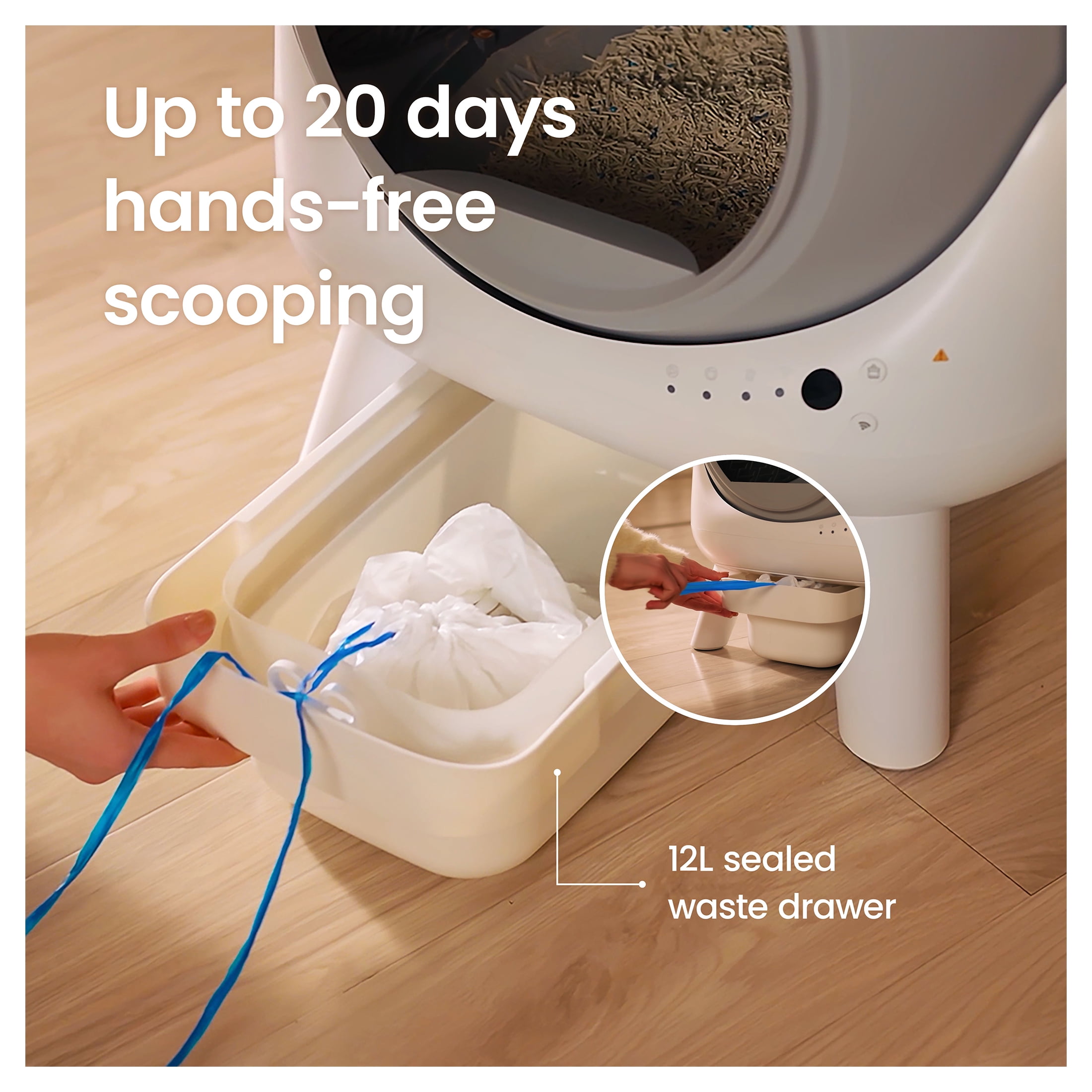 els pet Orbitie Wide Opening Self Cleaning Cat Litter Box, Automatic Cat Litter Box with App Control, Odor-Control and Dual Safety Protection