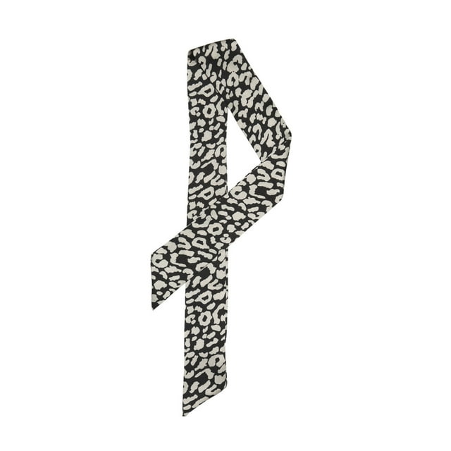 INSPIRE CHIC Women's Leopard Animal Print Pattern Skinny Scarf Long Neck Headband Black