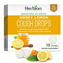 Herbion Naturals Cough Drops with Natural Honey Lemon Flavor, Sugar-Free with Stevia, Dietary Supplement, Soothes Cough, For Adults and Children over 6 years, 18 Drops, No Artificial Flavor, No Added