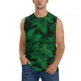 thumbnail image 2 of Lsque Green Leave Fern Print Men's Cotton Blend Sleeveless Muscle Shirts (S-3XL)- Moisture Wicking, Odor Protection, UPF 30+,X-Large, 2 of 8