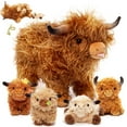 thumbnail image 1 of Peluche OUOZZZ Highland Cow con 4 terneros bebés de 37 cm, 1 of 7