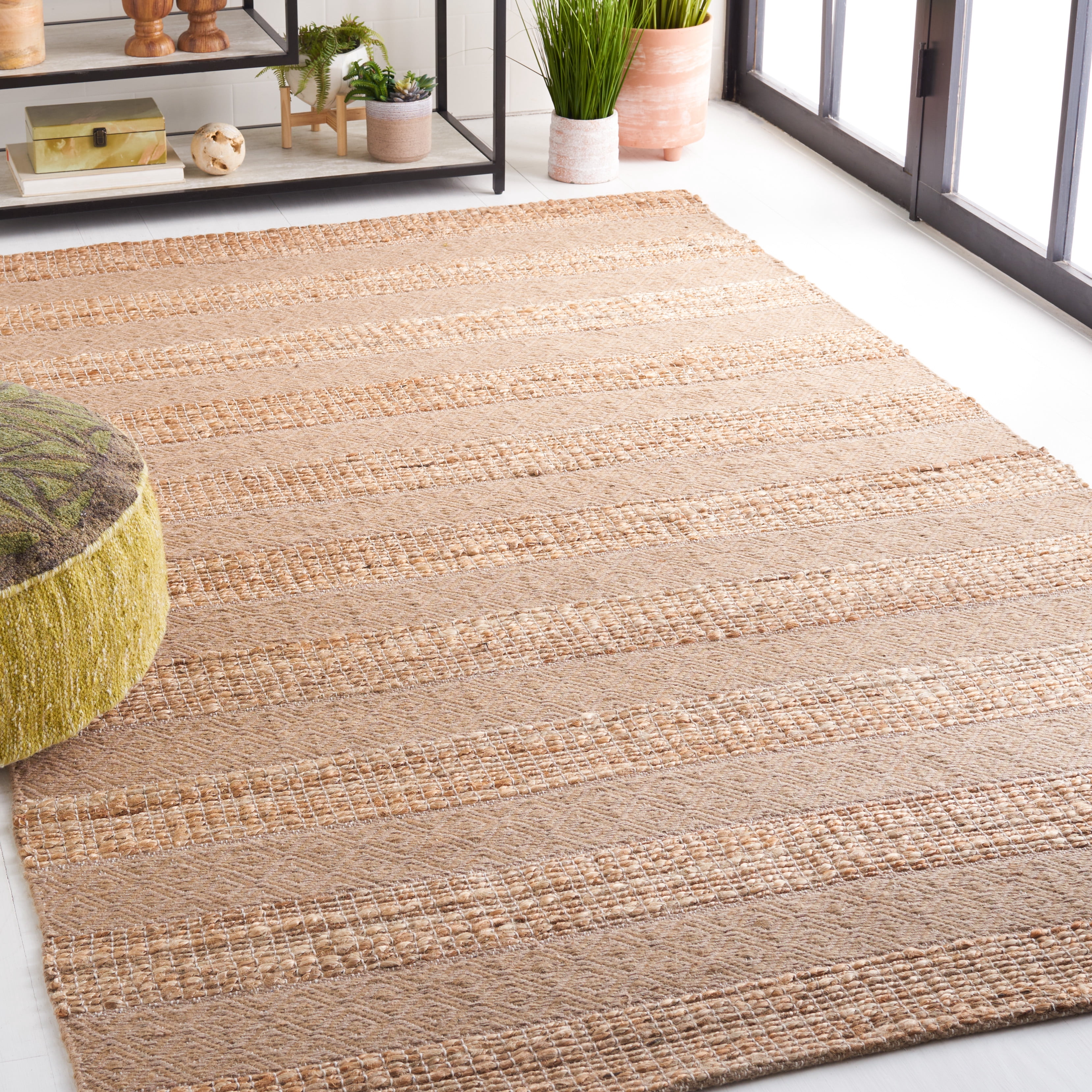 SAFAVIEH Natural Fiber Wenonah Striped Area Rug, Taupe/Natural, 6' x 9'