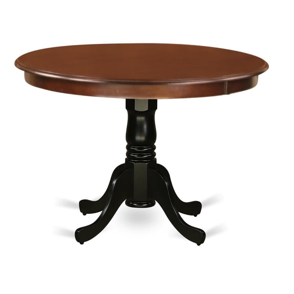 East West Furniture Hartland Round Wood Dining Table in Mahogany/Black