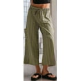 thumbnail image 2 of Pantalones Anchos de Verano para Mujer, Cómodos, Color Verde , Talla L, 2 of 4