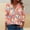 7#Red, variant on Womens 3/4 Cuffed Sleeve Floral Blossom Printed V Neck Casual Blouse Shirt Tops Fashion 2024 Slim Fit Tunics