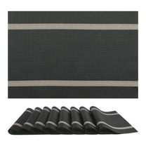 Unique Bargains Set of 8 Vinyl Placemats for Kitchen Washable Table Placemats Black