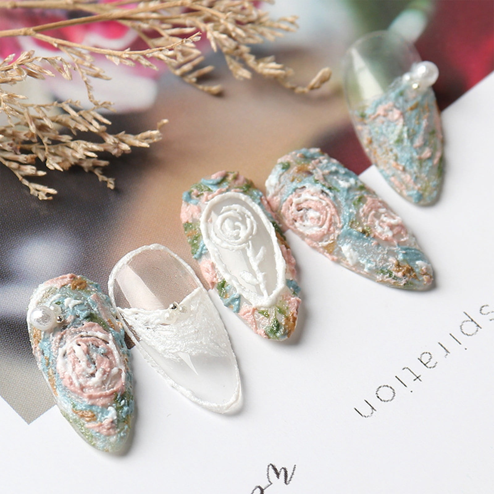 Dried Flowers Small Festival Glitter Cuticle Pusher Car Brush Cleaning Nail Polish Glitter Nail Polish Remover Clips Self- Nail Stickers Manicure Wipes Amber Jewelry Pedicure Dispenser