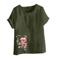thumbnail image 3 of Camisetas de Manga Corta para las Mujeres Impreso Botón de Manga Corta Camiseta Blusa Poliéster, Ropa Casual Mirar Superior para las Mujeres, 3 of 4