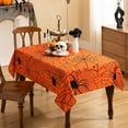 thumbnail image 2 of Halloween Tablecloth Rectangular Orange Spider Web Table Cloths, Spillproof Washable Polyester Tablecover - Perfect for Halloween Party Decorations, 60 x 84 inch, 2 of 6