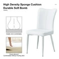 thumbnail image 4 of 2-Piece Modern PU Leather Upholstered Dining Chairs with Curved Backrest, Minimalist Armless Kitchen Chairs with Metal Legs, Comfy Side Chairs for Dining Room, Kitchen, Living Room, Office,  White, 4 of 9