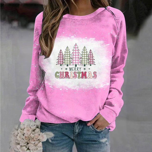 Qiopertar Femmes Décontracté Manches Longues Col Rond Hauts Chemises Amples Blouse Imprimé Saint-Valentin Chandail en Molleton Graphique Liquidation Livraison Gratuite à Moins de 5$ jusqu'à 90 % de Réduction