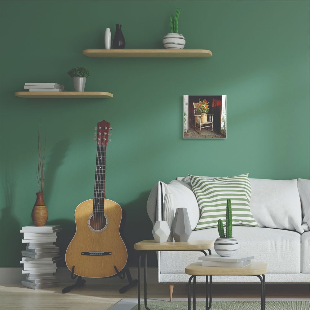 The Stupell Home Decor Collection Barn Flower Pot on Old Rocking Chair Illustration Wood Wall Art